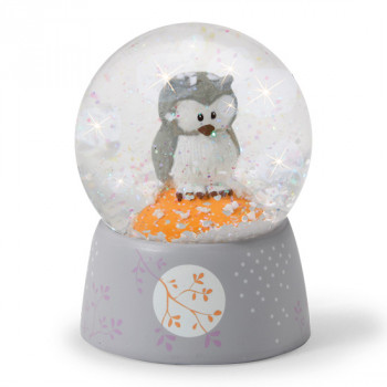 GLITTERGLOBE SMALL SNOWY OWL 