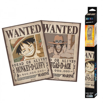 ONE PIECE set dva postera Wanted Luffy & Ace 