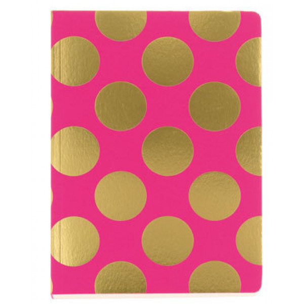 Sveska SHIMMER A5 NOTEBOOK LARGE GOLD POLKA MAGENTA 