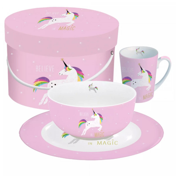 Set za doručak u poklon kutiji PINK UNICORN 
