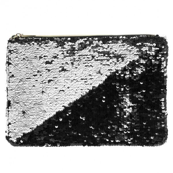 Neseser SEQUIN CLUTCH SILVER & BLACK 
