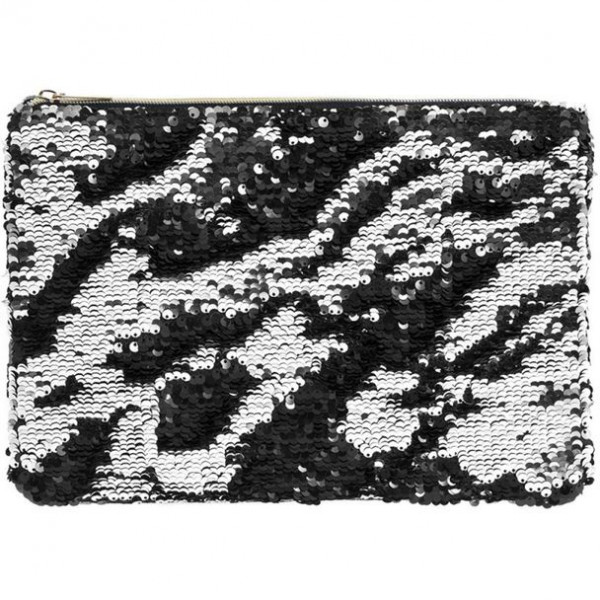 Neseser SEQUIN CLUTCH SILVER & BLACK 