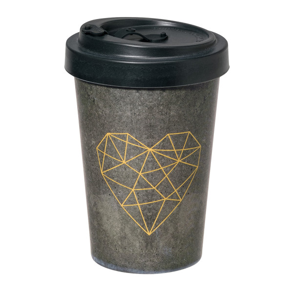 Putna šolja BAMBOO GEOMETRIC HEART CEMENT 