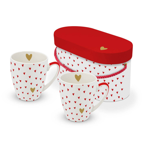 Set od dve šolje u poklon kutiji LITTLE HEARTS Real gold 