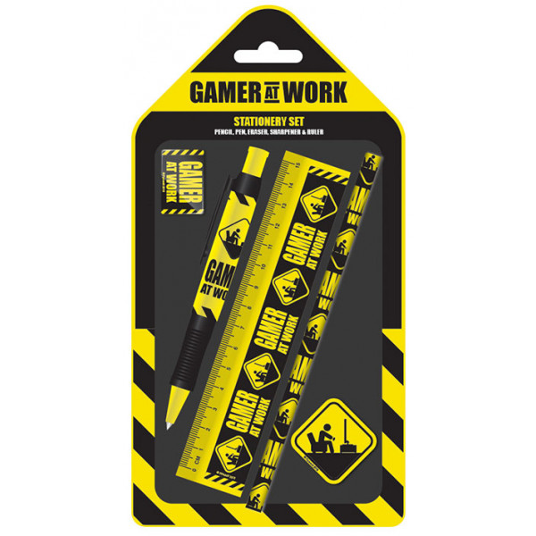 GAMER AT WORK CAUTION SIGN STATIONERY SET CDU 12 