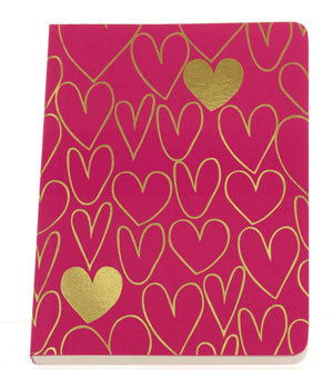 Sveska SHIMMER  A6 NOTEBOOK  LARGE GOLD HEARTS MAGENTA 