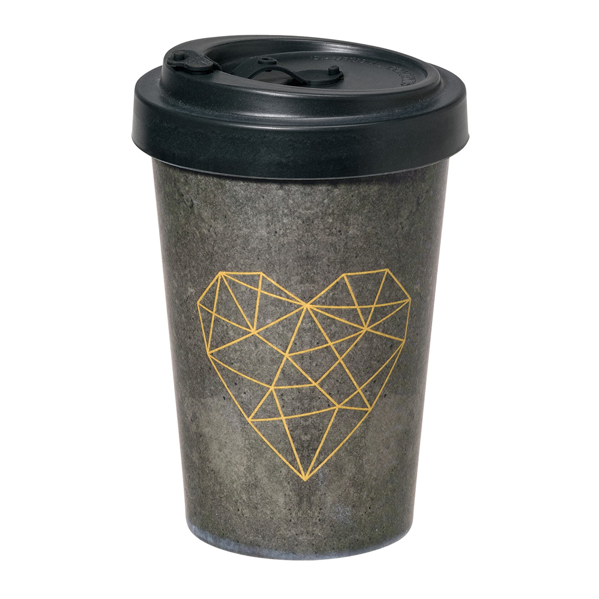 Putna šolja BAMBOO GEOMETRIC HEART CEMENT 