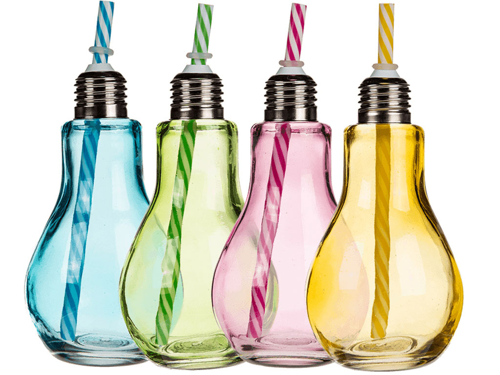 Čaša COLOURED DRINKING GLASS BULB WITH METAL THREAD CLOSER 