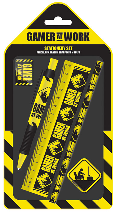 GAMER AT WORK CAUTION SIGN STATIONERY SET CDU 12 