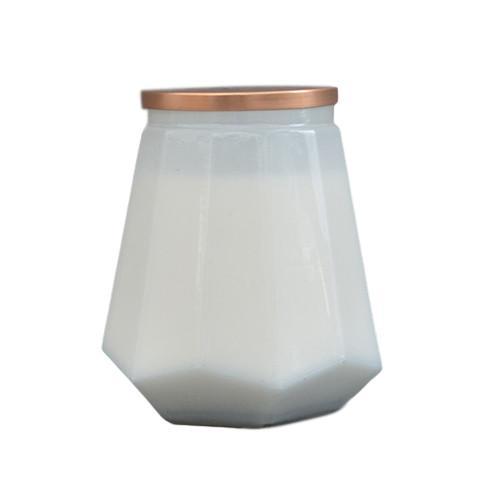 Mirišljava sveća u staklenoj tegli u obliku heksagona : HEXAGONAL GLASS WAX FILL POT WHITE 