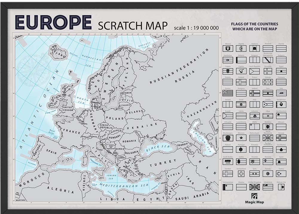 URAMLJENA GREB-GREB MAPA EVROPE NA ENGLESKOM 