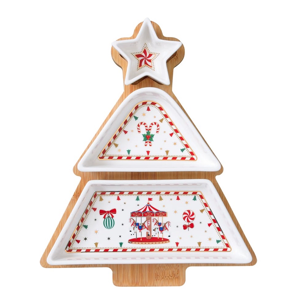 Set činija na tacni CHRISTMAS WONDERLAND 21x25cm 