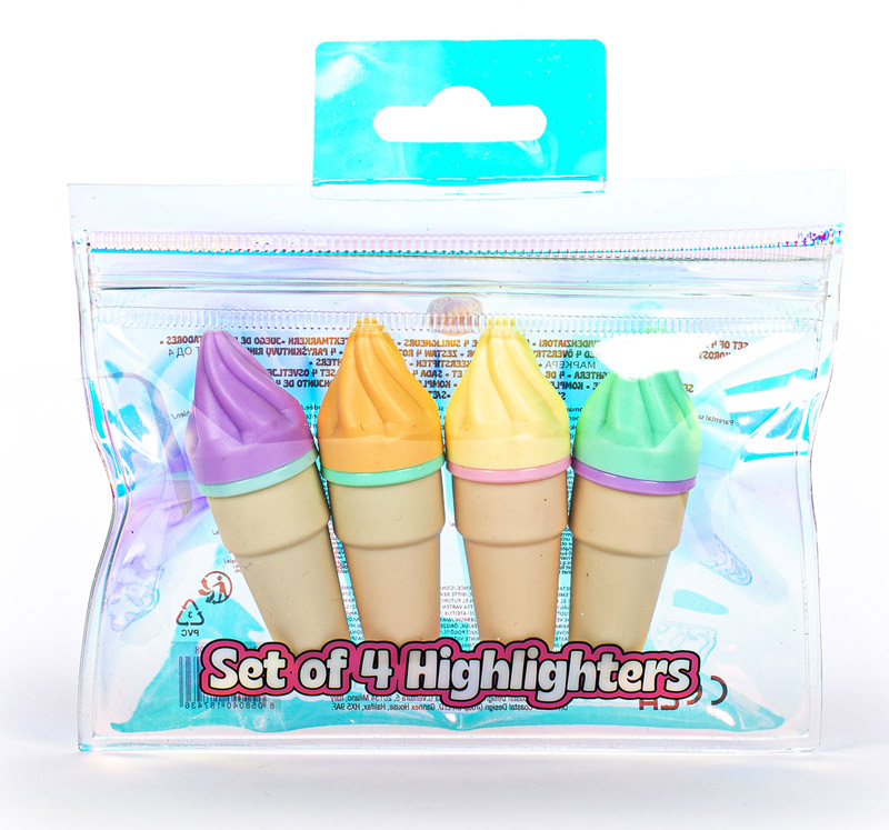 SET OF 4 HIGHLIGHTER IN HOLOGRAPHIC BAG GROOVY FEELINGS 