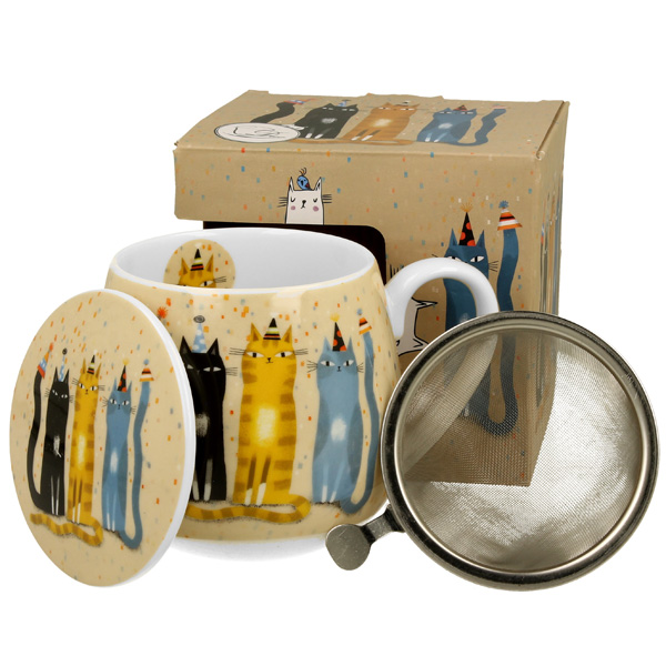 Šolja za čaj sa infuzerom CAT’S WORLD - PARTY