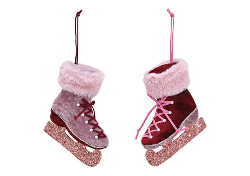 Hanger skate, plastic, plush, velvet, Bordeaux, altrosa 2 asst. 11x12x4cm 