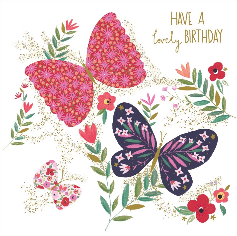 Rođendanska čestitka FLORAL BUTTERLIES 