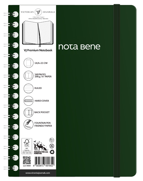 VICTORIAS JOURNALS notes sa spiralom A5 na linije MASLINASTI 