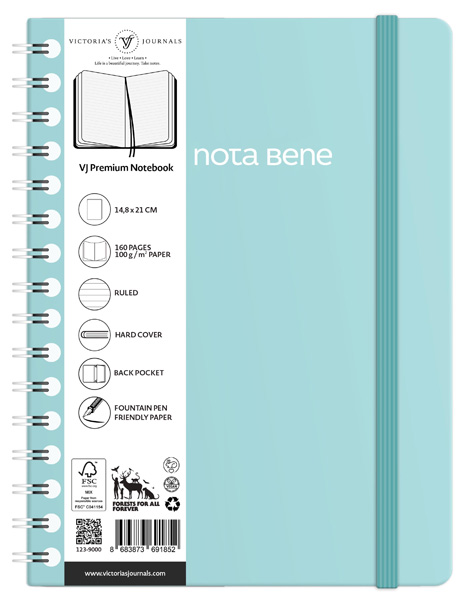 VICTORIAS JOURNALS notes sa spiralom A5 na linije PLAVI 