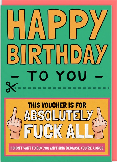 Rođendanska čestitka VOUCHER FOR ABSOLUTELY F*CK ALL 