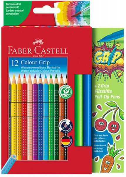 FABER CASTELL drvene bojice grip 12 + 2 markera 