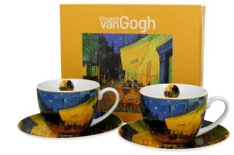 Set dve šolje sa tacnama TERRACE AT NIGHT - V. VAN GOGH 