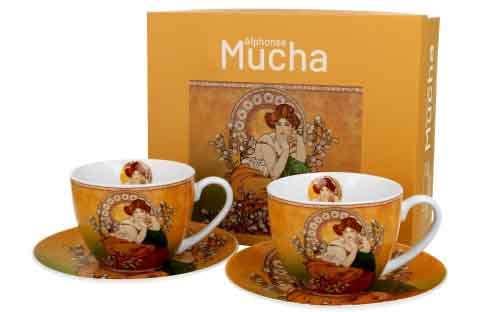 Set dve šolje sa tacnama TOPAZ - A. MUCHA 