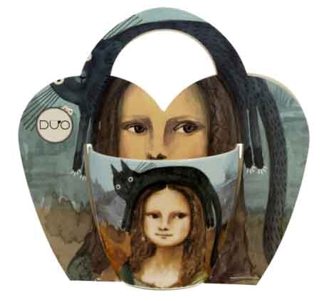 Šolja u kartonskoj torbici - CAT'S WORLD - MONA LISA WITH A CAT - 460ml 