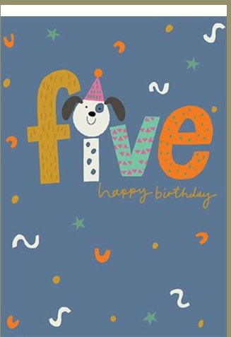 Rođendanska čestitka FIVE - DOG HAPPY BIRTHDAY 