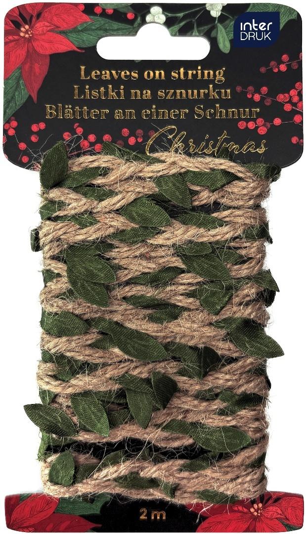 Novogodišnja ukrasna vrpca sa lišćem 2m 