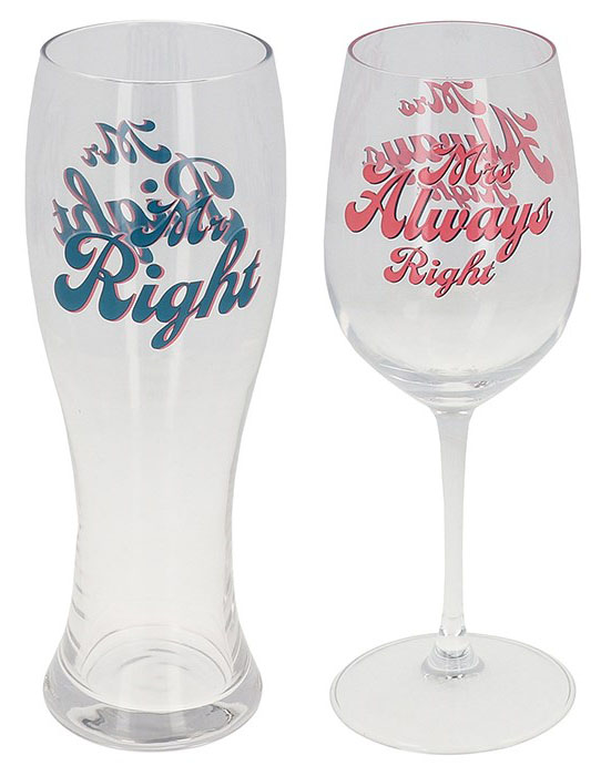 Set čaša MR & MRS RIGHT 