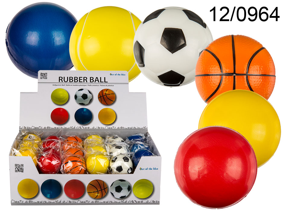 Ball, ca. 6 cm, plastic, 6 ass., 48 pcs. per display 