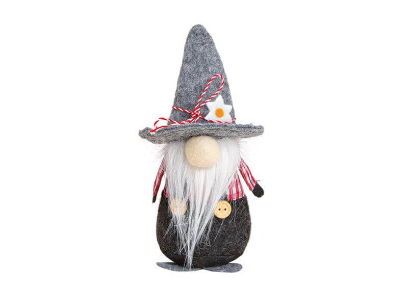 Gnome, bavarian style, textile, felt, plastic, 7x14x7cm 