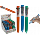 BALL PEN WITH 10 COLOURED CARTRIDGES, CA. 16 CM, 3 COLOURS ASS., 36 PC 