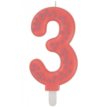 Rođendanska svećica BROJ 3 PINK 
