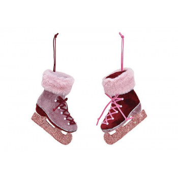 Hanger skate, plastic, plush, velvet, Bordeaux, altrosa 2 asst. 11x12x4cm 
