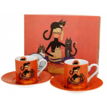 Set dve šolje za espreso CAT'S WORLD - CINDY & KITTIES 90ml 