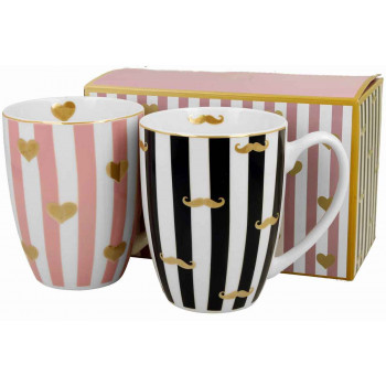 Set dve CRNO/ROZE PRUGE šolje  u kutiji 