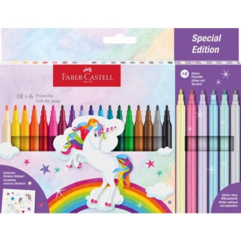 FABER CASTELL flomasteri 18+6 JEDNOROG 