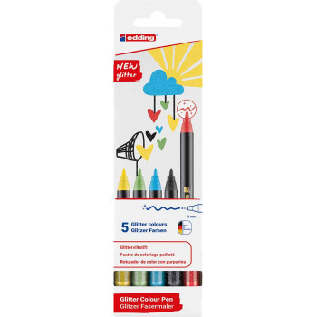 FLOMASTERI E-1200 1-3MM GLITTER , SET 1/5 STANDARDNE BOJE EDDING SORTIRANO 