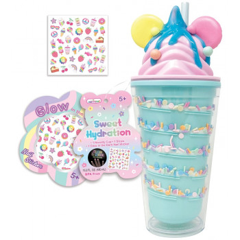 Plastična čaša sa stikerima SWEET HYDRATION - PLAVA 