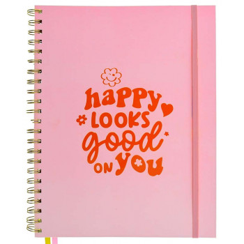 Notes sa spiralom A4 na linije HAPPY LOOKS GOOD ON YOU 