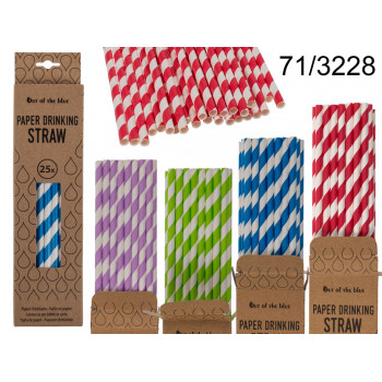 Paper drinking straws, ca. 20 cm, 4 colours ass., 25 pcs. per cardboard box 