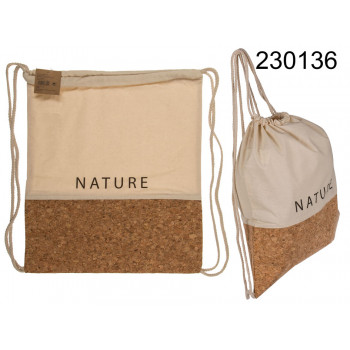 np Fashion bag, ivory, Nature, cotton  with cork bottom &  textile string, ca. 35 x 40 cm 