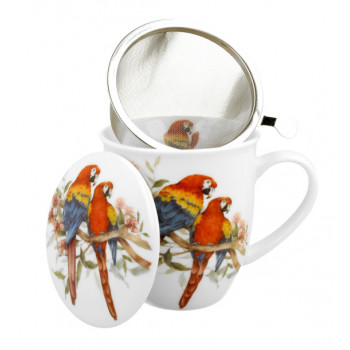 Šolja za čaj sa infuzerom BIRD'S WORLD - SCARLET MACAWS 400ml 