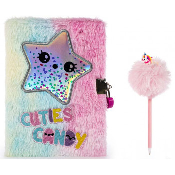 Čupavi dnevnik sa ključem i olovkom CUTIES CANDY 