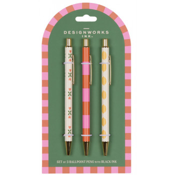 Set tri olovke FLOWER, STRIPE, LEMON 