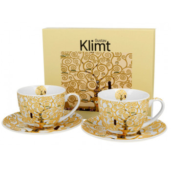 Set dve šolje sa tacnama TREE OF LIFE ECRU - G. KLIMT 
