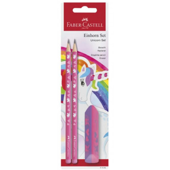 FABER CASTELL dve grafitne olovke + gumica JEDNOROG 