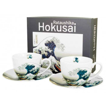 Set dve šolje sa tacnama THE GREAT WAVE - K. HOKUSAI 