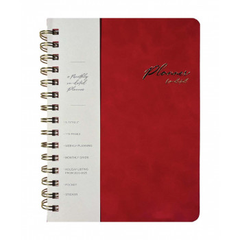 Nedatumirani planer A5 VEGAN LEATHER - Red 